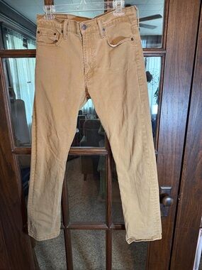 Levi's 513 Slim Straight Jeans Khaki Tan Mens 32x32 Twill Denim Pants